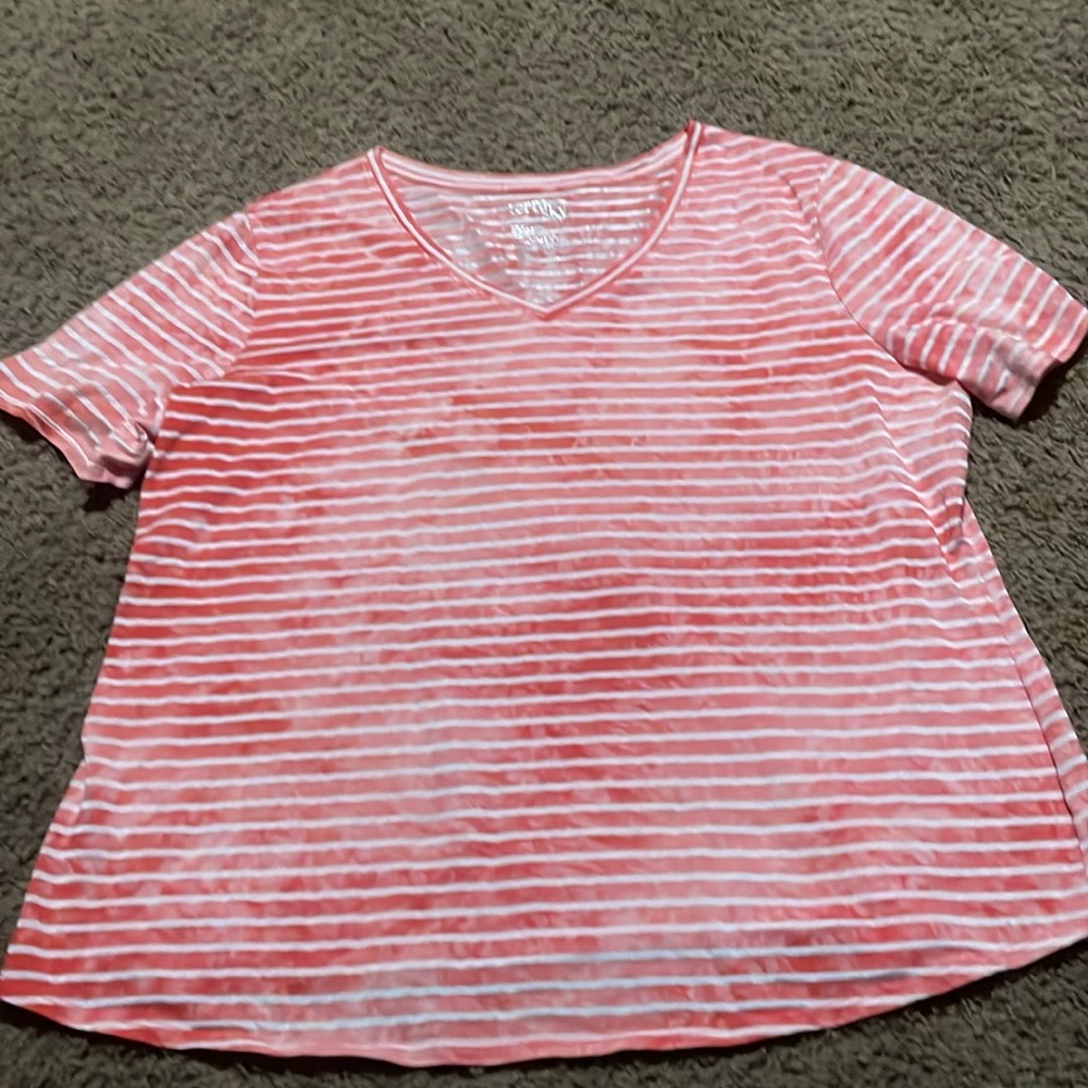 NWOTs Terra & Sky  ladies orange and white stripe Sumner top Sz 2X (20W-22W)